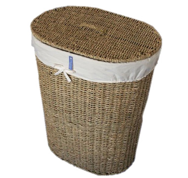 Wicker Laundry Linen Basket with Lid and Liner Seagrass
